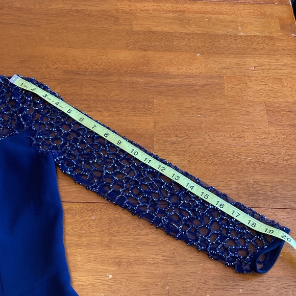 ML Monique Lhuillier Womens Size 2 Navy Blue Sequin Maxi Formal Ball Gown Dress - Picture 12 of 15